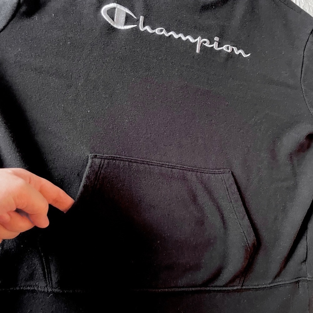 Champion Embroidered Logo Hoodie Sweatshirt, Kangaroo Pocket, French Terry - Picture 5 of 8